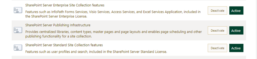 SharePoint server publishing Infrastructure feature